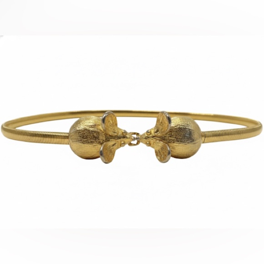 RARE Vintage Mimi di N 1972 Gold Kissing Mice Snake Chain Designer Belt